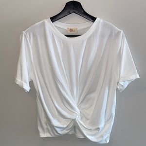 NWOT Twisted Front Knot Buttery Soft White Tee